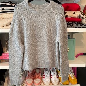 A New Day Light Gray Embellished Sweater